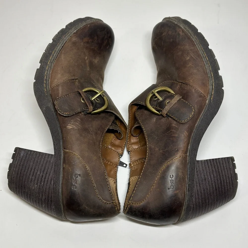 b.o.c.‎ Born Concept Shooties Womens 11 Brown Leather Distressed Monk Strap